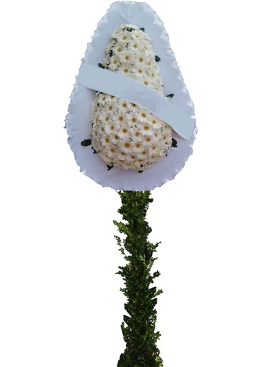 Beyaz Gerbera Ayaklı Sepet