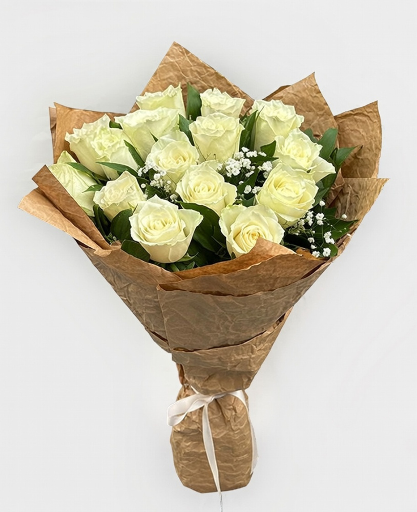 15 Beyaz Gül Buketi