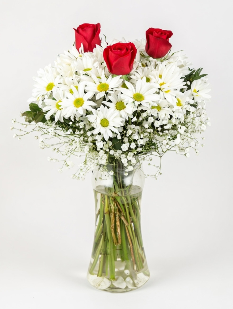 Vazoda Papatya ve Gül