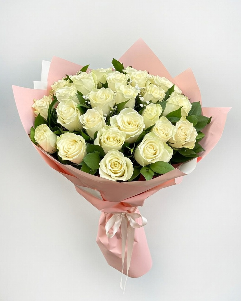 25 Beyaz Gül Buketi