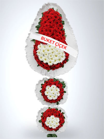 3 katlı Kırmızı Beyaz Çelenk