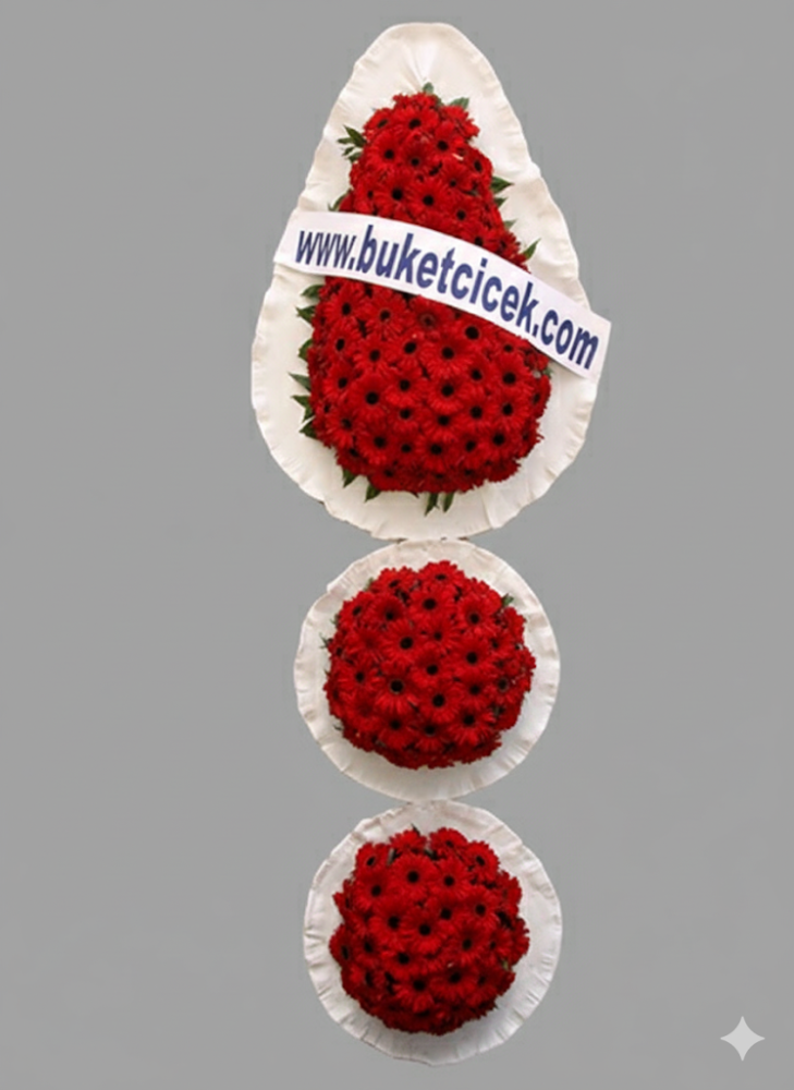 3 Göbekli Kırmızı Çelenk