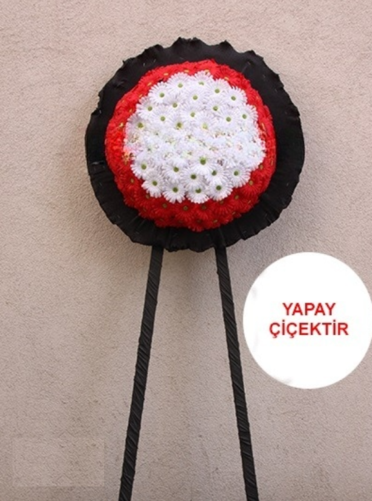 Kırmızı Beyaz Yapay Cenaze Çelengi